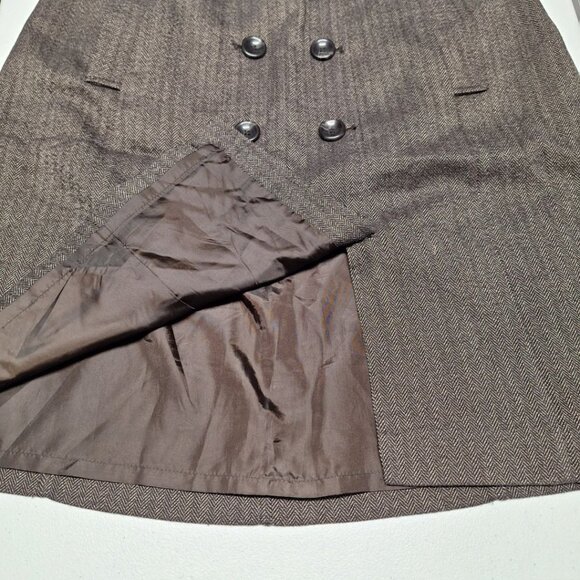 Apt 9 Skirt Womens Size 10 Brown Buttons Zip Side 16W‎ x 23L A Line Academia - Picture 4 of 7
